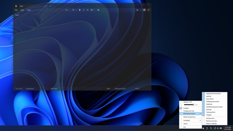 Tray icon and menu with transparency demo