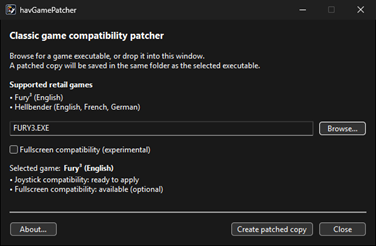 Fury³ detected and ready for the joystick compatibility patch